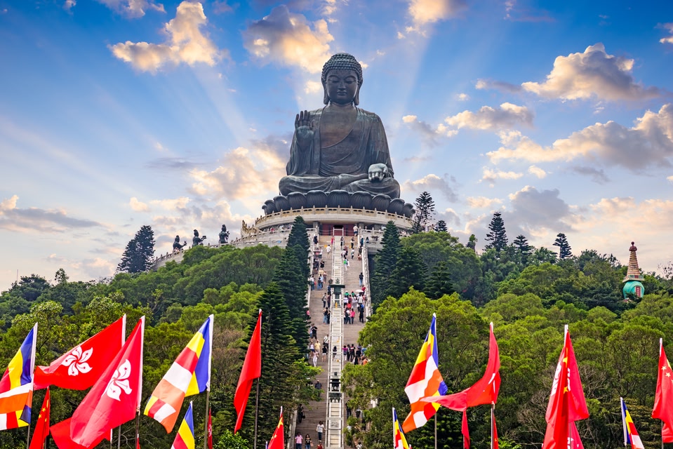 Big Buddha of Lantau Island in Hong Kong, China.