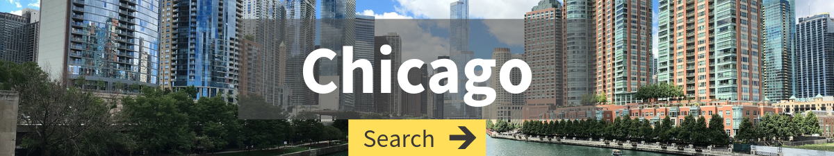 cheap flight search to Chicago with Chicago cityscape in the background