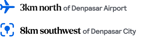 Distances to nearby airport and city 3km to Denpasar Airport and 8km to Denpasar City