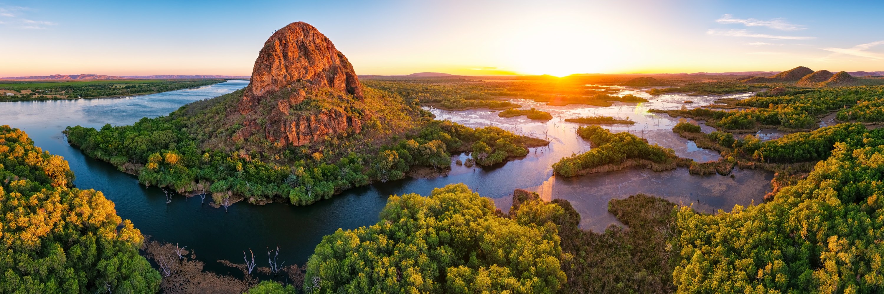 Aerial view of Emu Creek and Elephant Rock, The Kimberley