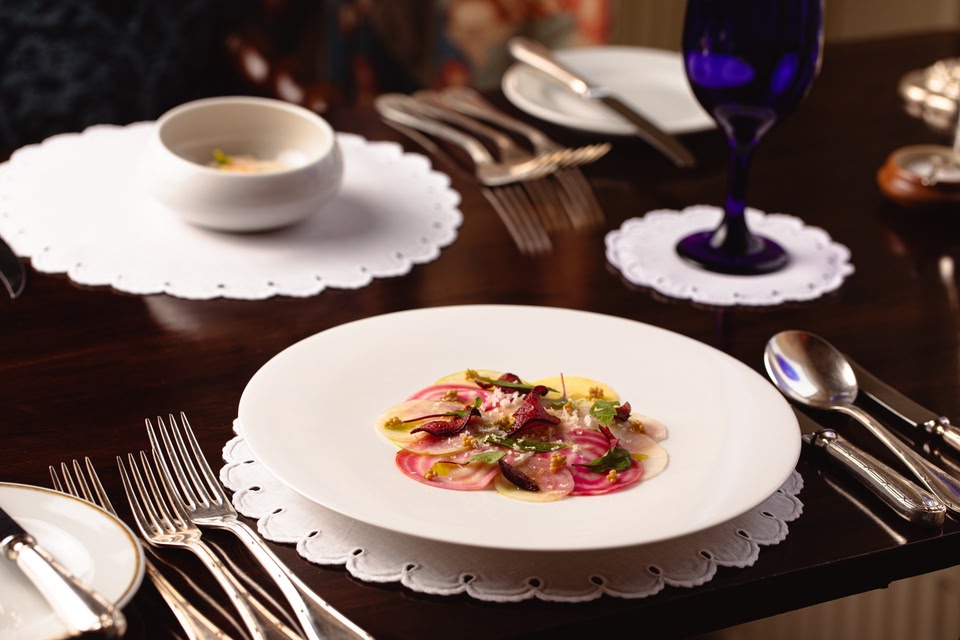 A plate of beetroot carpaccio, as served in Seasgair, the hotel's restaurant.