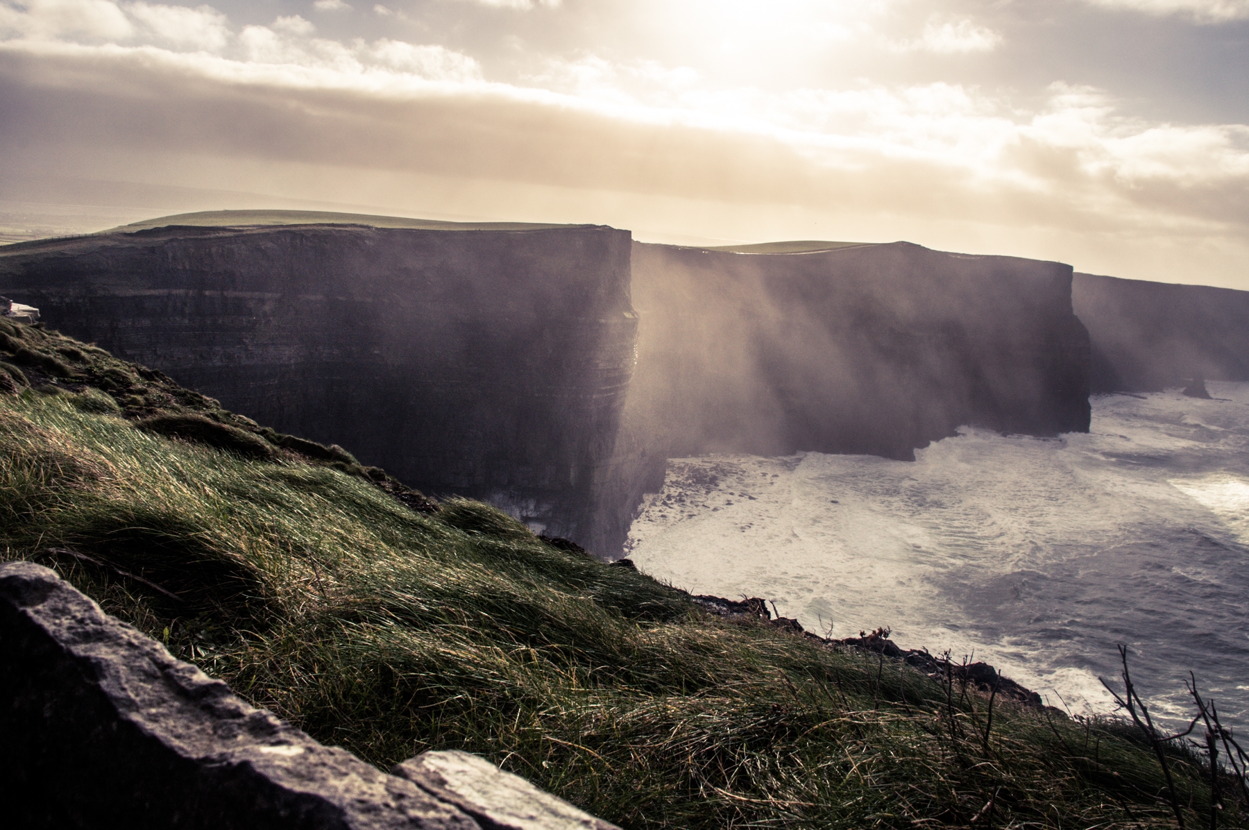 misty cliffs of moher, famous coastal walk in Doolin, Ireland