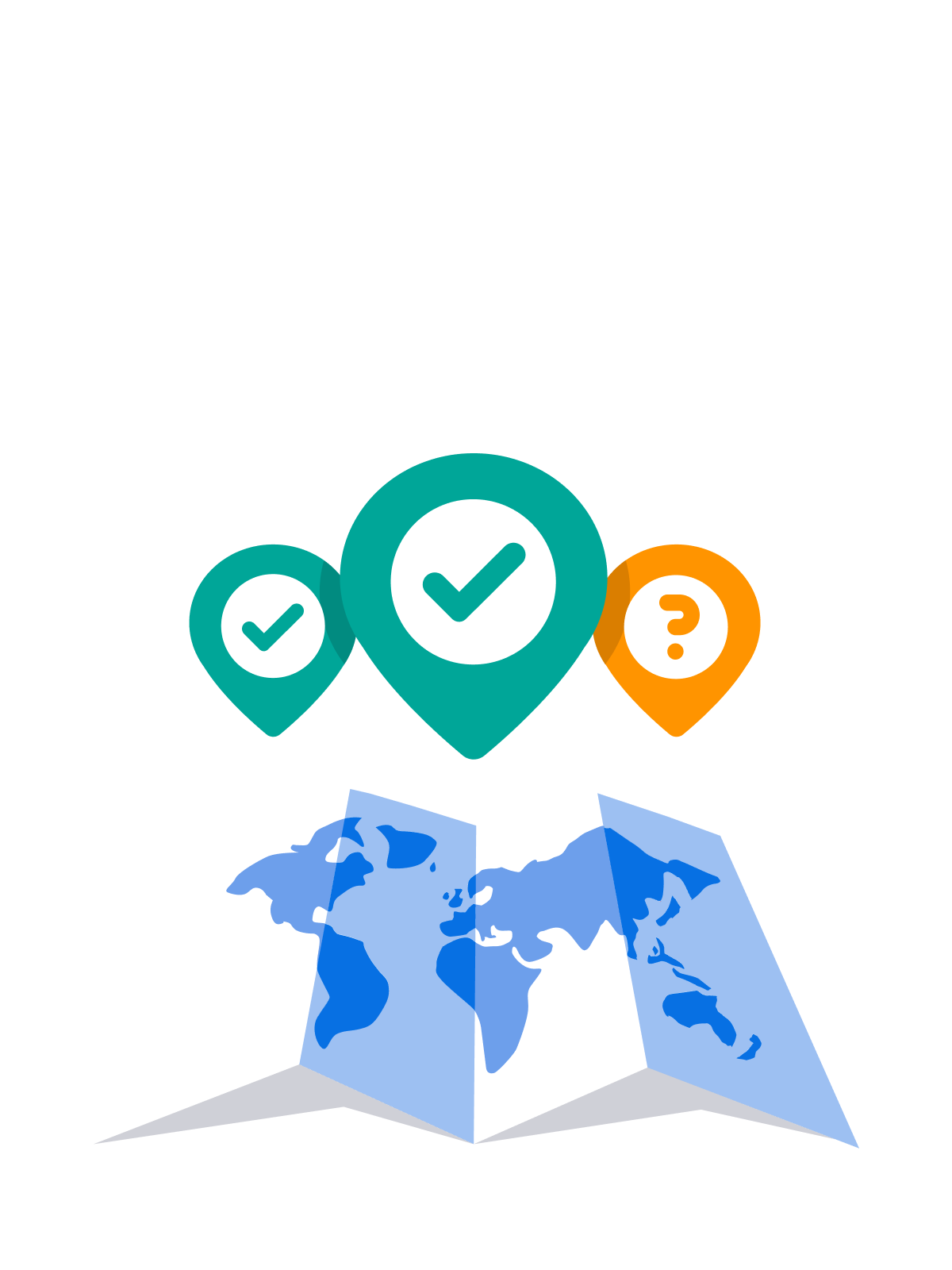 Ilustração de mapa em países abertos durante a pandemia de coronavírus.
