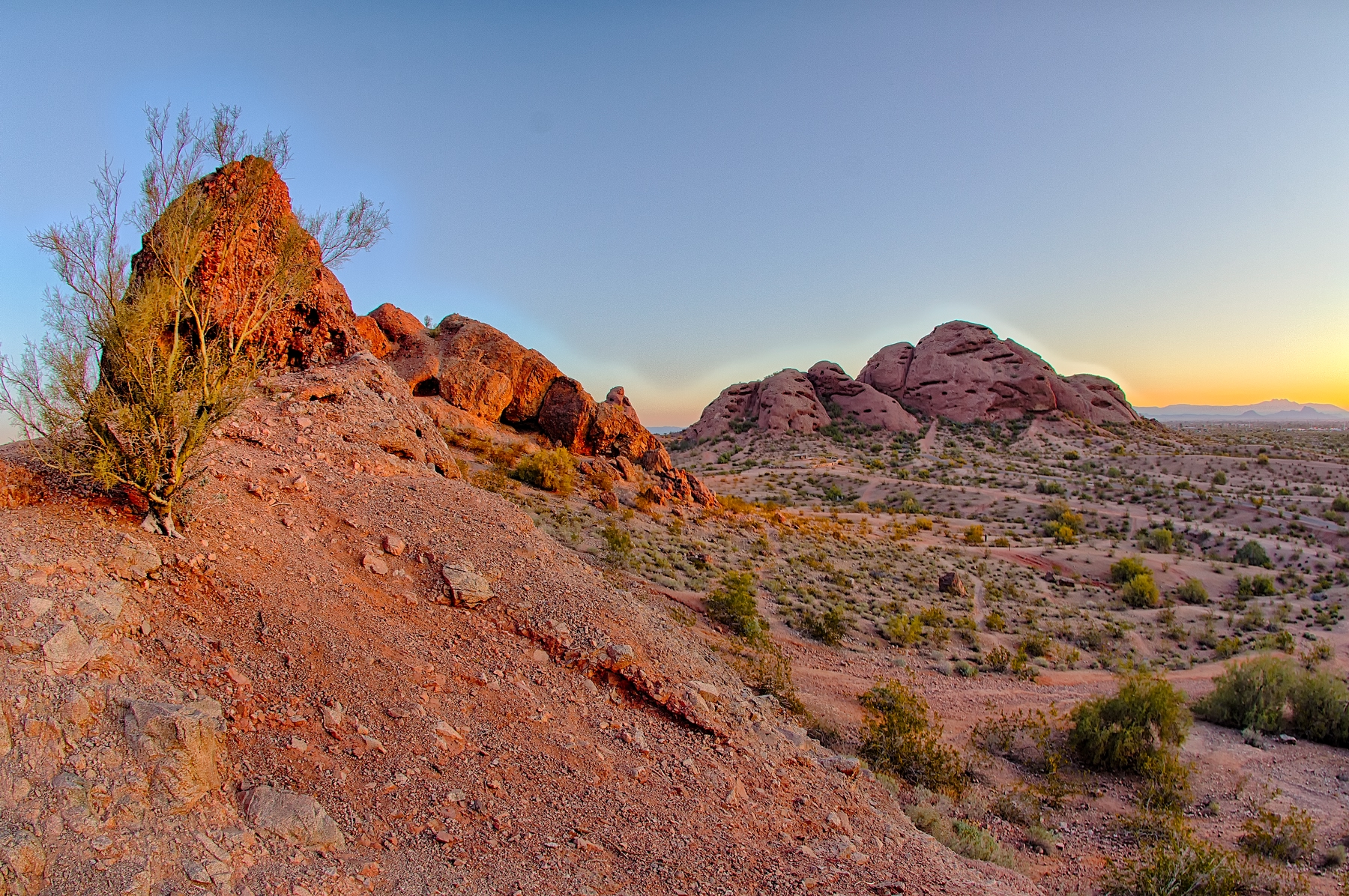 Arizona desert rocks at sunset