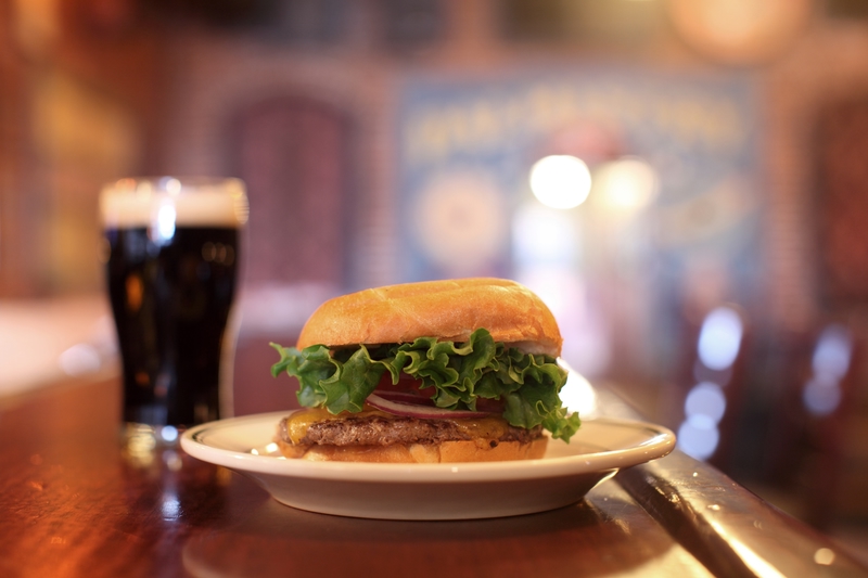 beer with hamburger