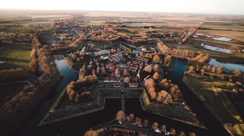 Luchtfoto vestingstad Bourtange Nederland