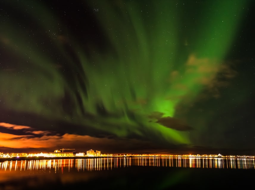 view of the aurora borealis in Iceland