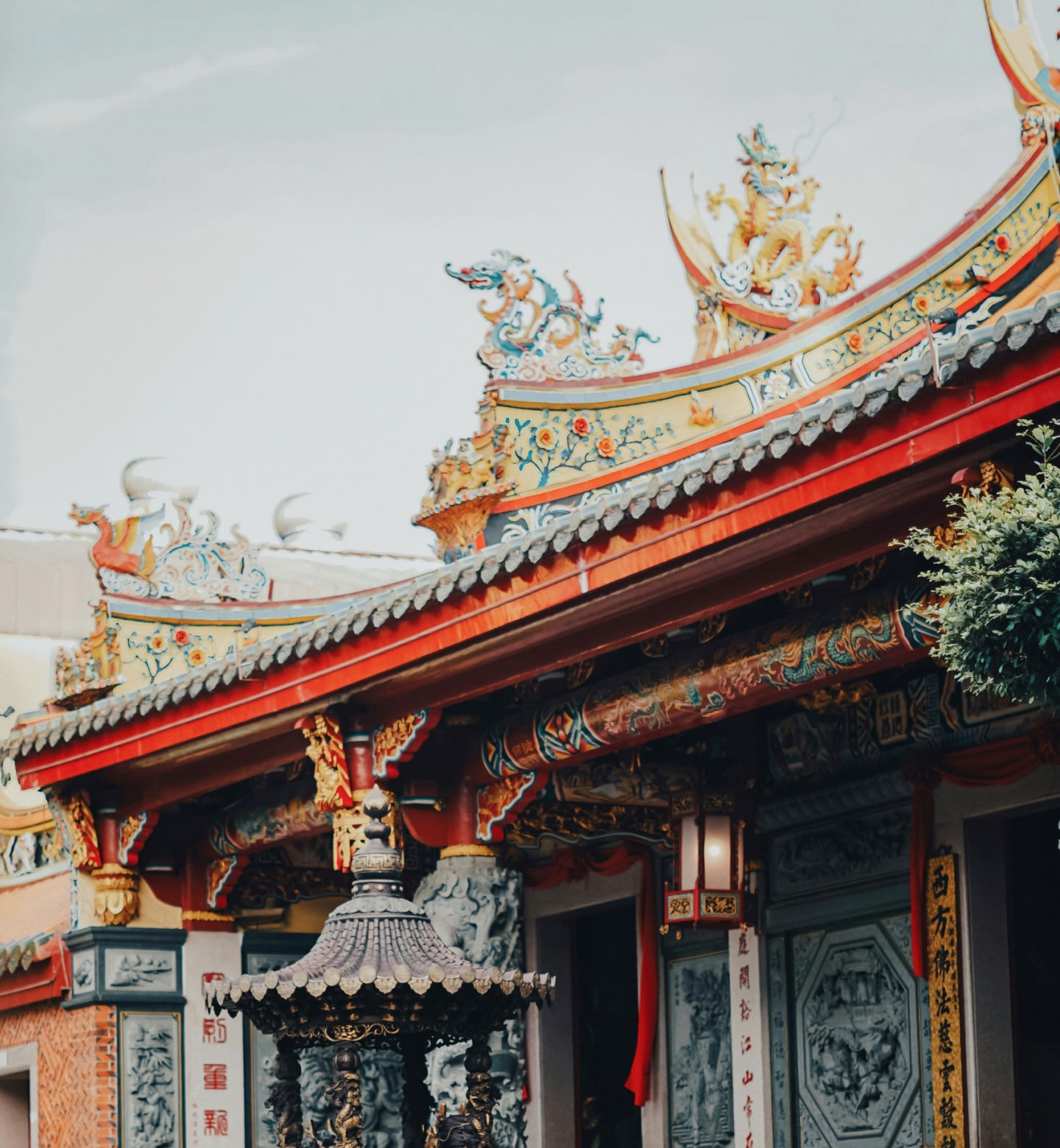 Ornate gold and red temple in Padang Indonesia