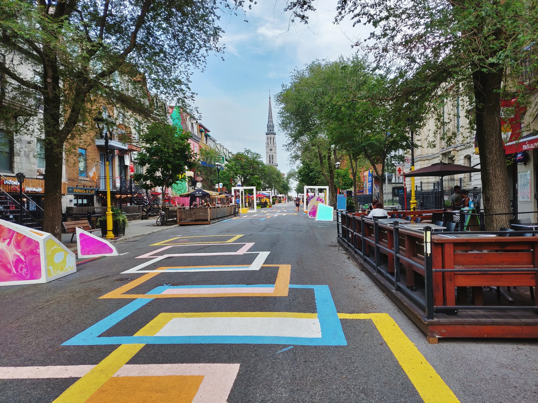 a snapshot of life in Montreal right now. Pedestrian road St-Denis summer 2020