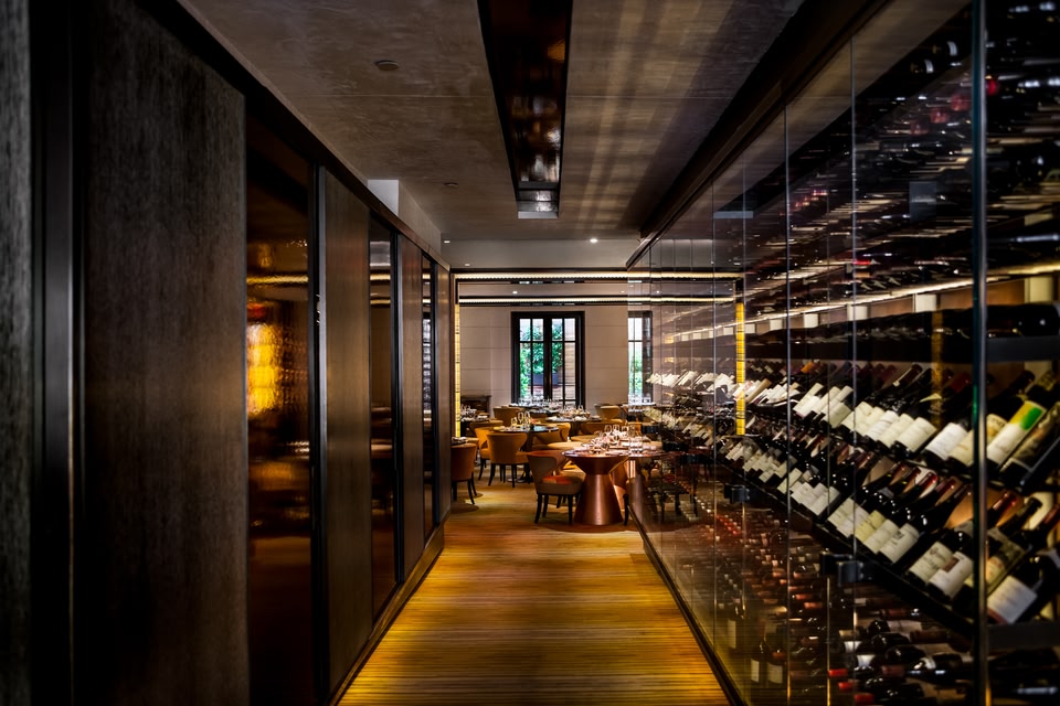 The wine wall at The Mark Hotel in NYC