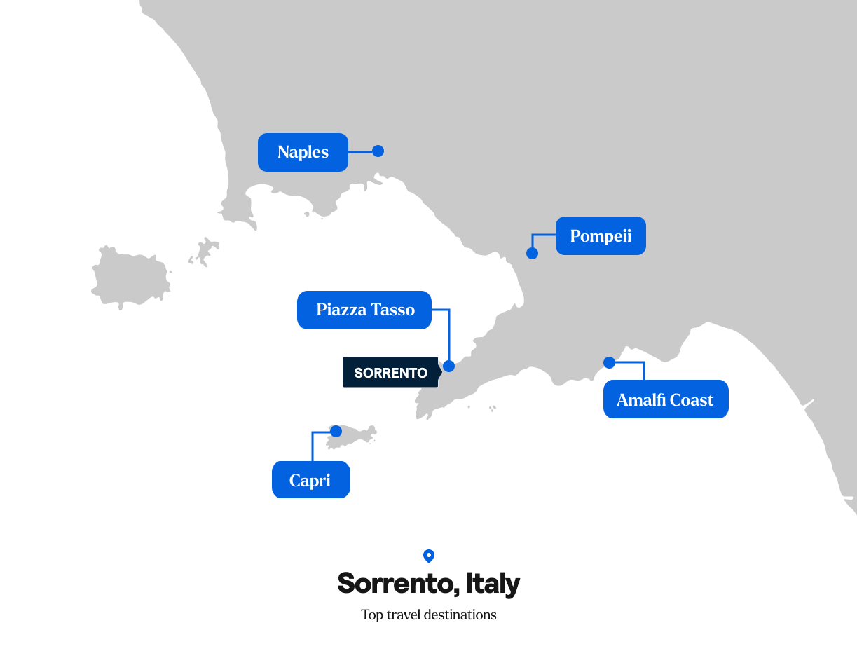 skyscanner map about places to visit nearby Sorrento