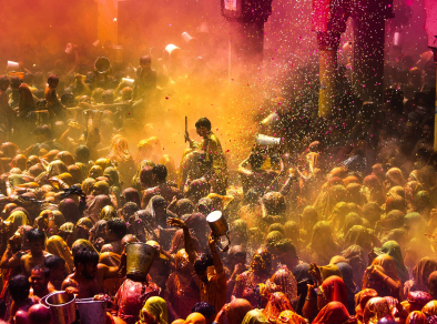 Crowd enjoying the Holi festival