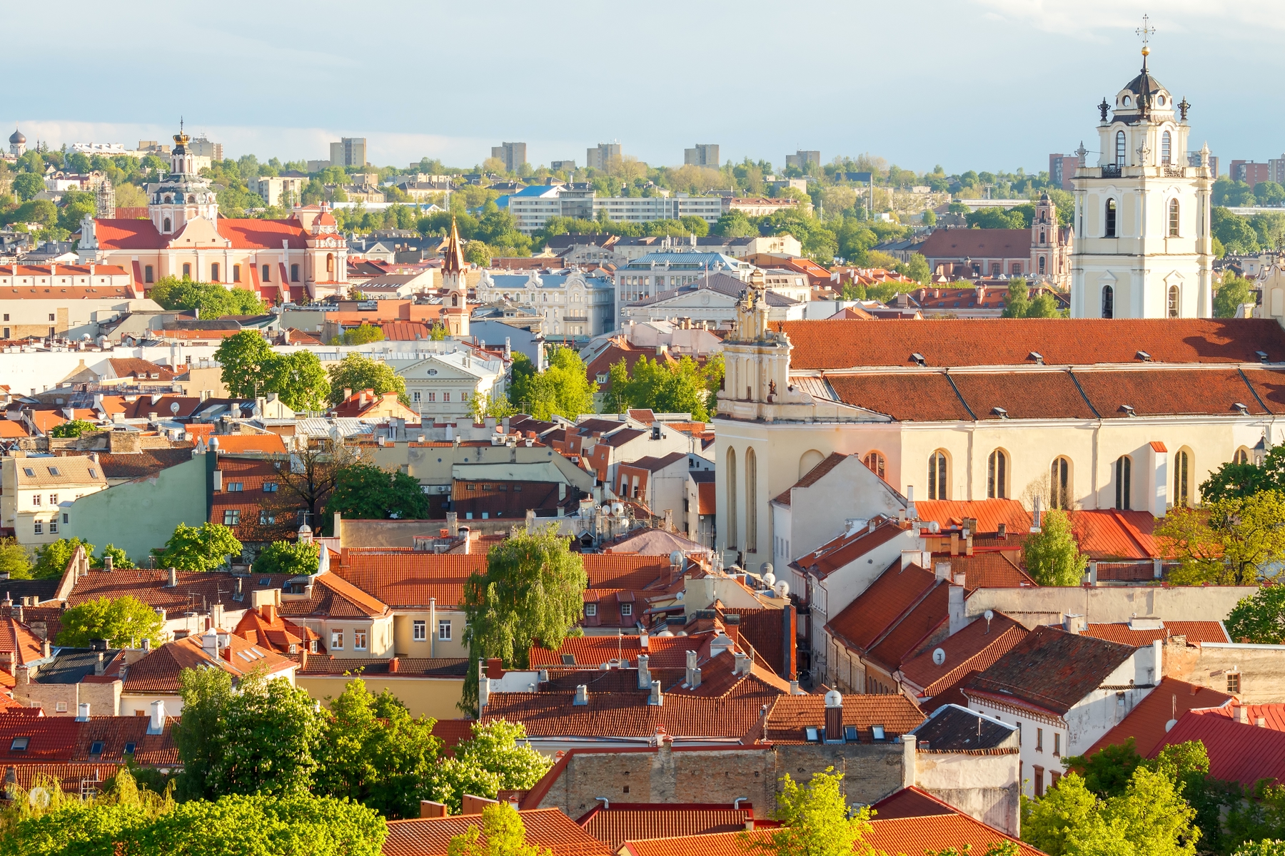 View of old town Vilnius in Lithuania in summer