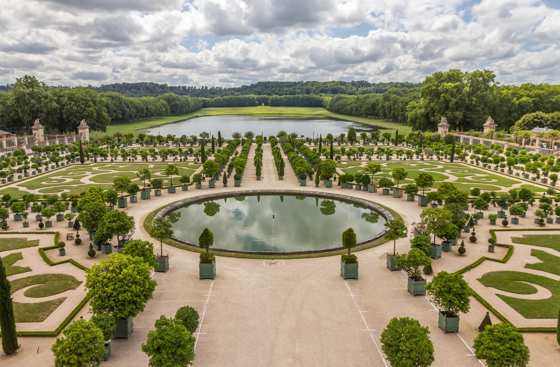 Aerial view of the Gardens of Versailles