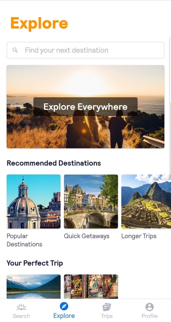 Explore Everywhere option screenshot on the Skyscanner app