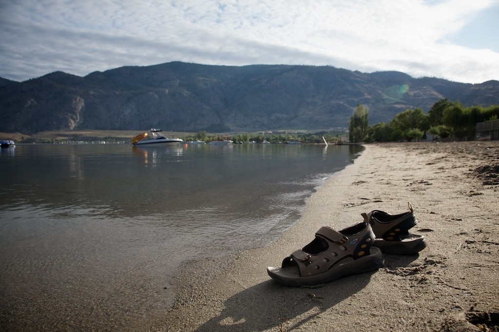 Beachfront daytime with sandals