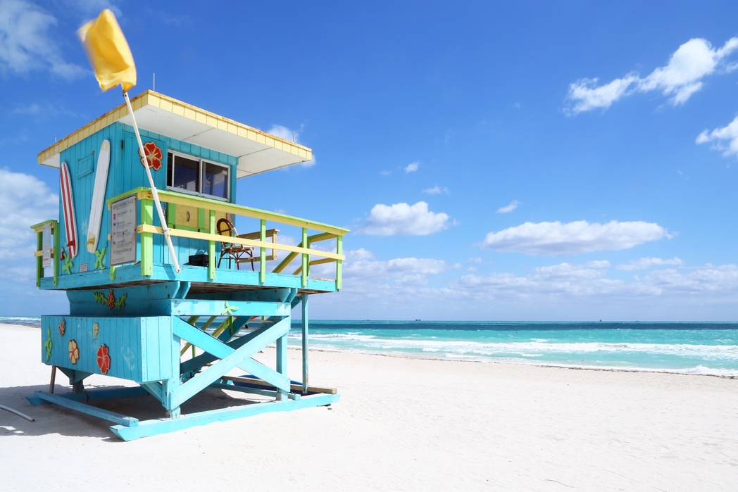 Beach hut in Miami, U.S.A.