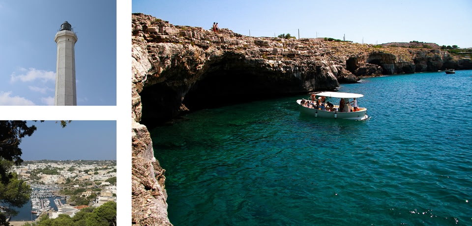  L'immagine mostra Punta Meliso, situata a Santa Maria di Leuca, in Italia, dove si incontrano il Mar Adriatico e il Mar Ionio
