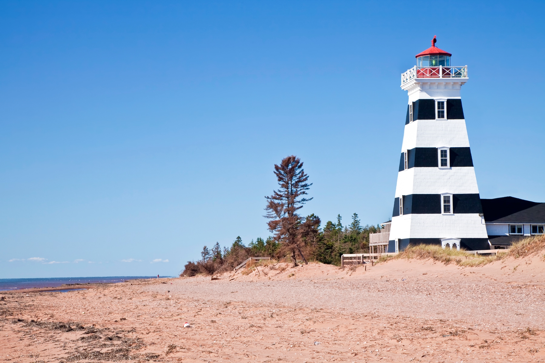 lighthouse in Prince Edward Island by the beach