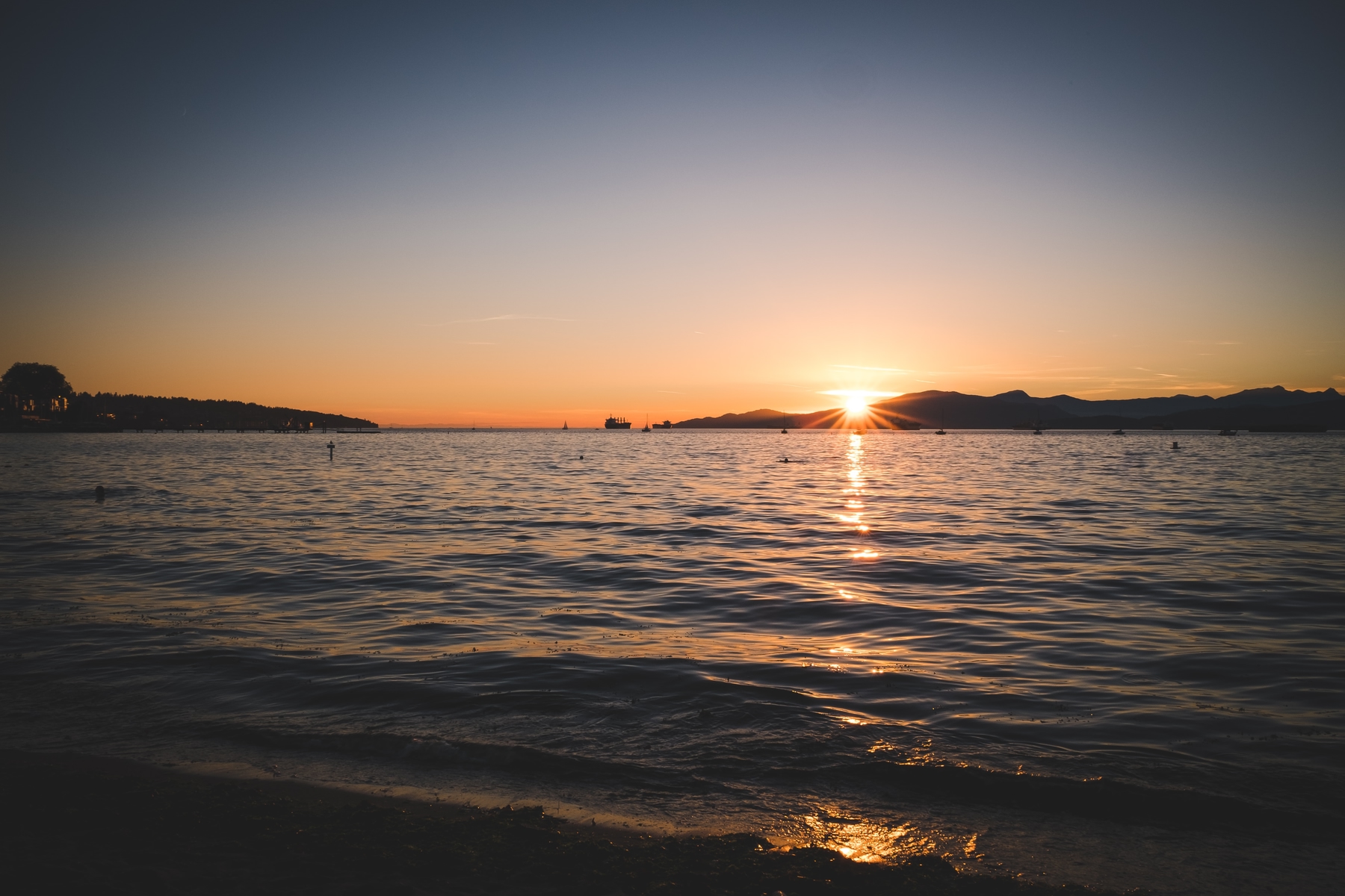 Kitsilano Beach, one of the coolest neighbourhoods in Vancouver, at sunset