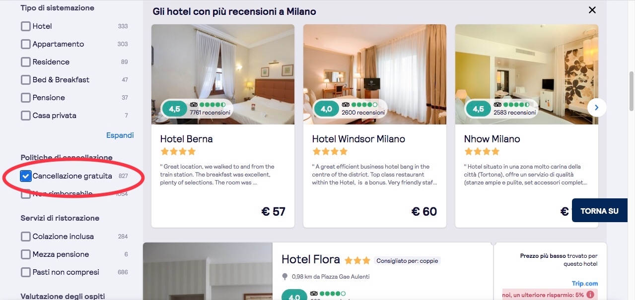 hotel con cancellazione flessibile