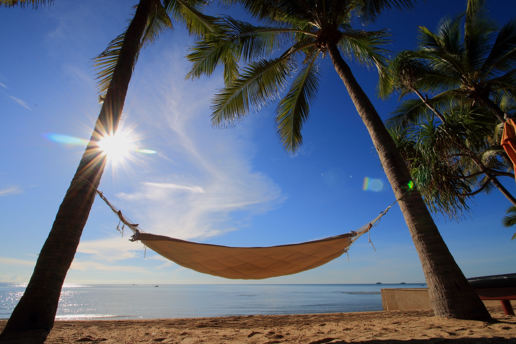 Hammoack on a sandy beach in Thailand