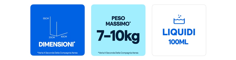 Infografica sul bagaglio a mano consentito in aereo
