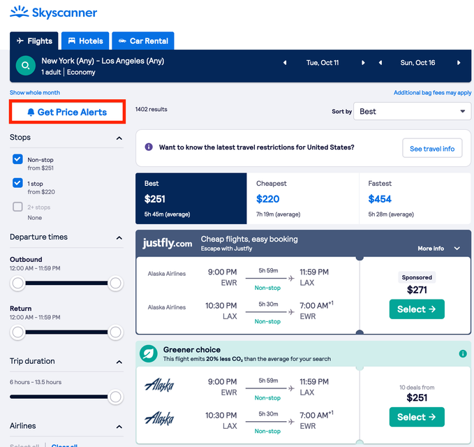 Skyscanner 1 way flight Clearance