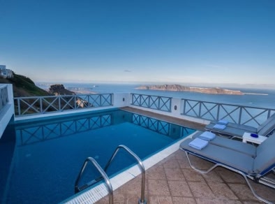 An image showing the hotel swimming pool with the sea view.