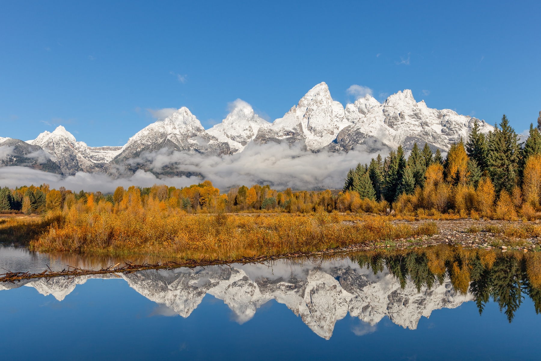 Reflection of Grand Teton Mountains