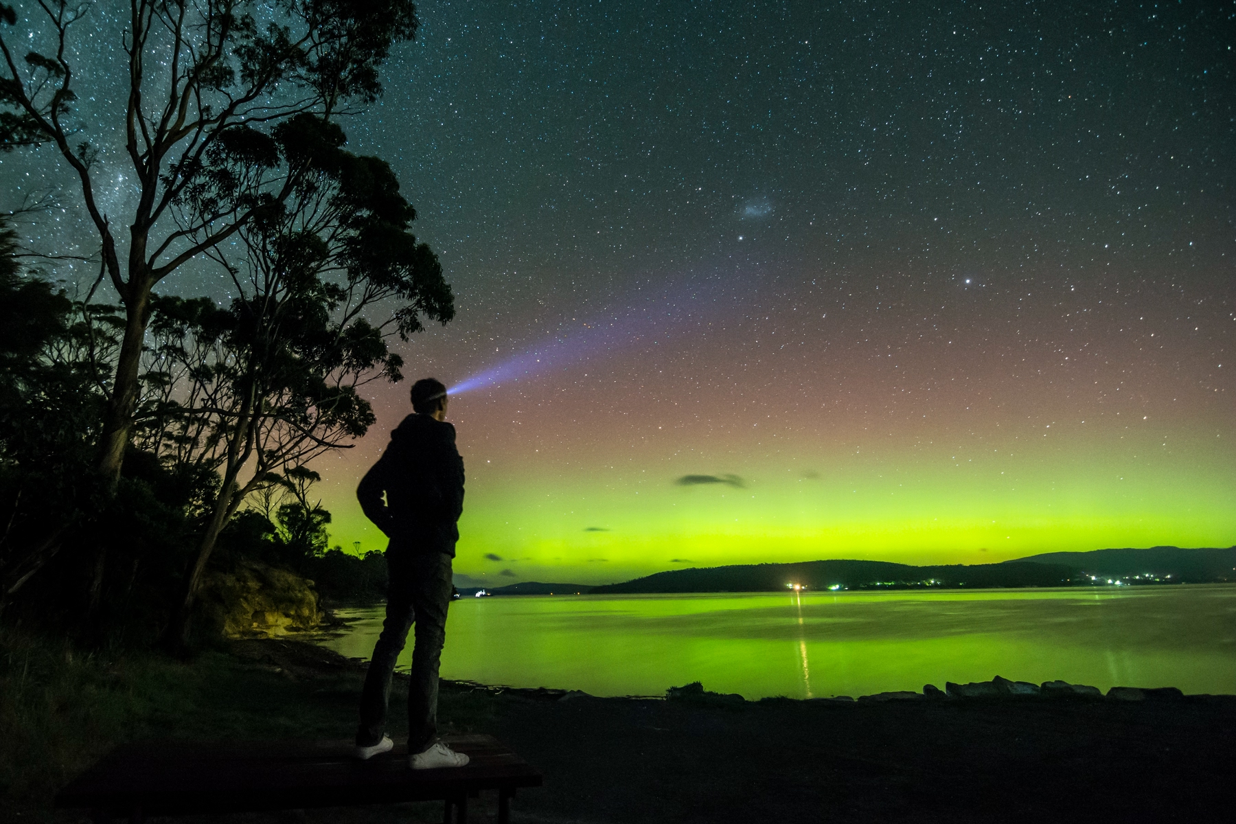 Aurora Australis, or the Southern Lights, in Tasmania