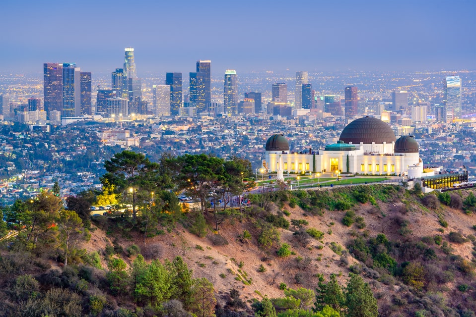 Griffith Observatory and LA skyline in background