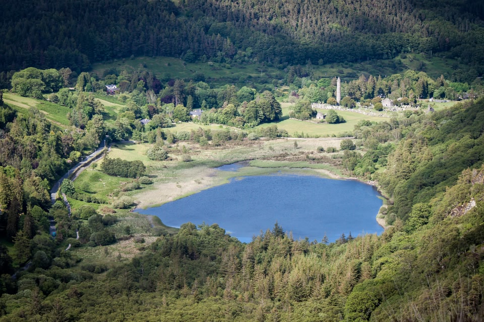 Glendalough glacial valley in County Wicklow, Ireland.