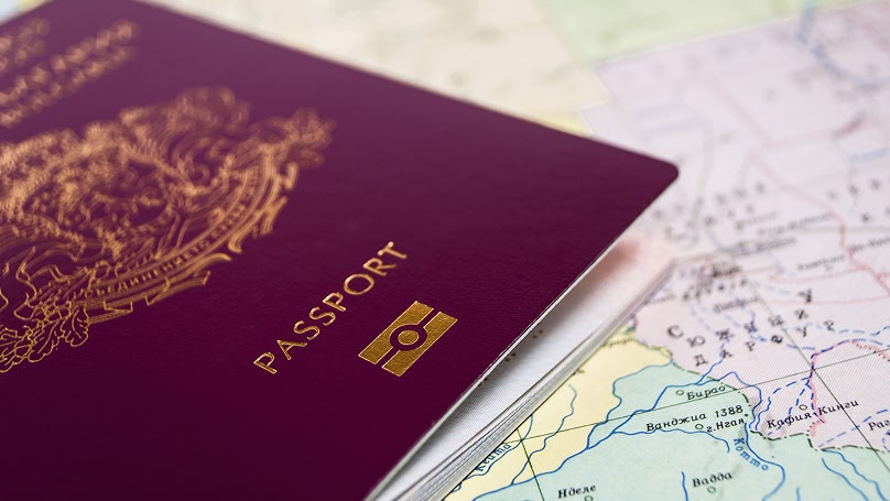 A close up image of a British passport