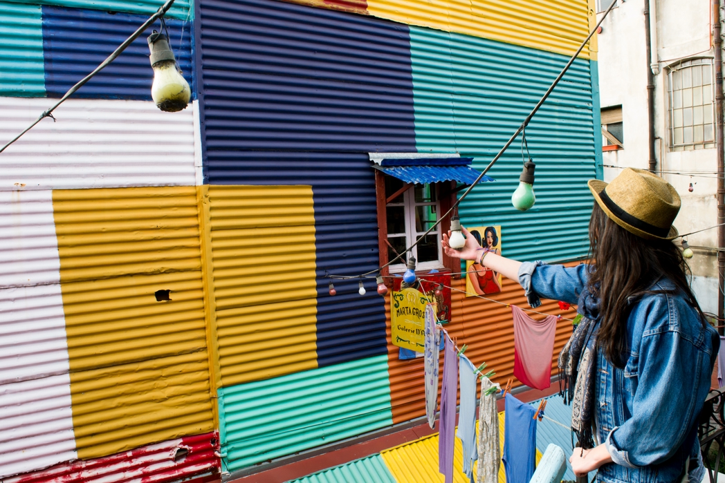 Girl explorin La Boca, Buenos Aires, Argentina