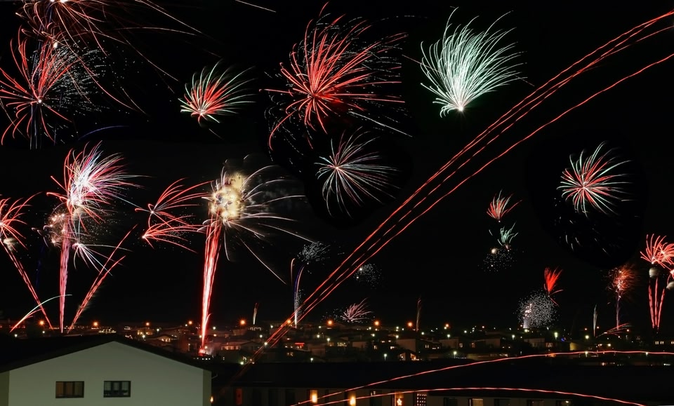 New Year fireworks in Reykjavik, Iceland