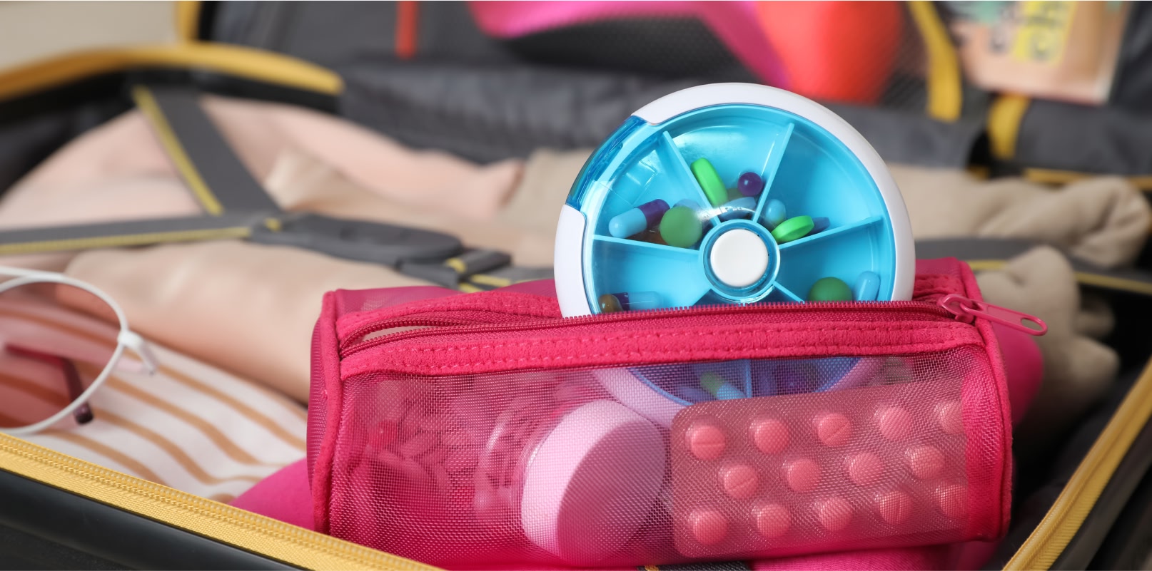 An image showing medicines in hand luggage.