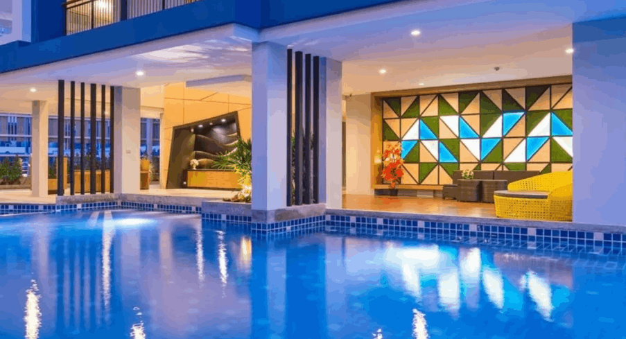 A beautiful pool at a hotel available in Krabi.