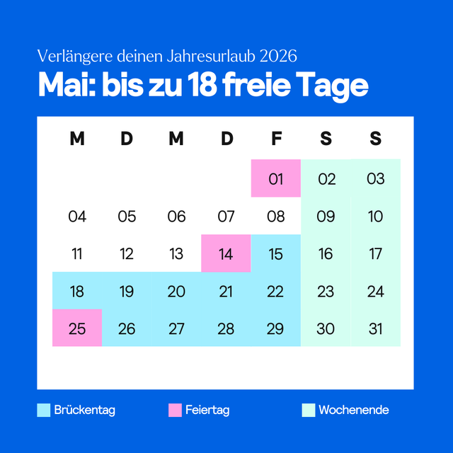 Feiertage und Brückentage im Mai