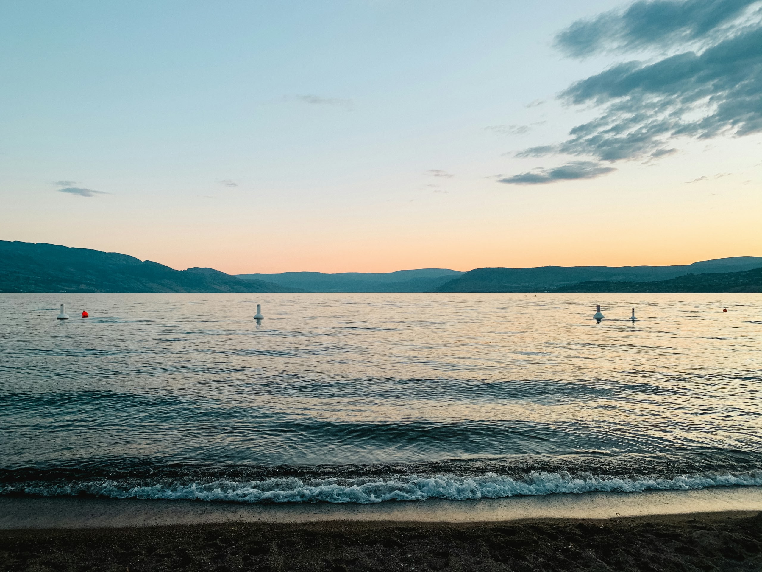 peaceful beach in Kelowna, BC.