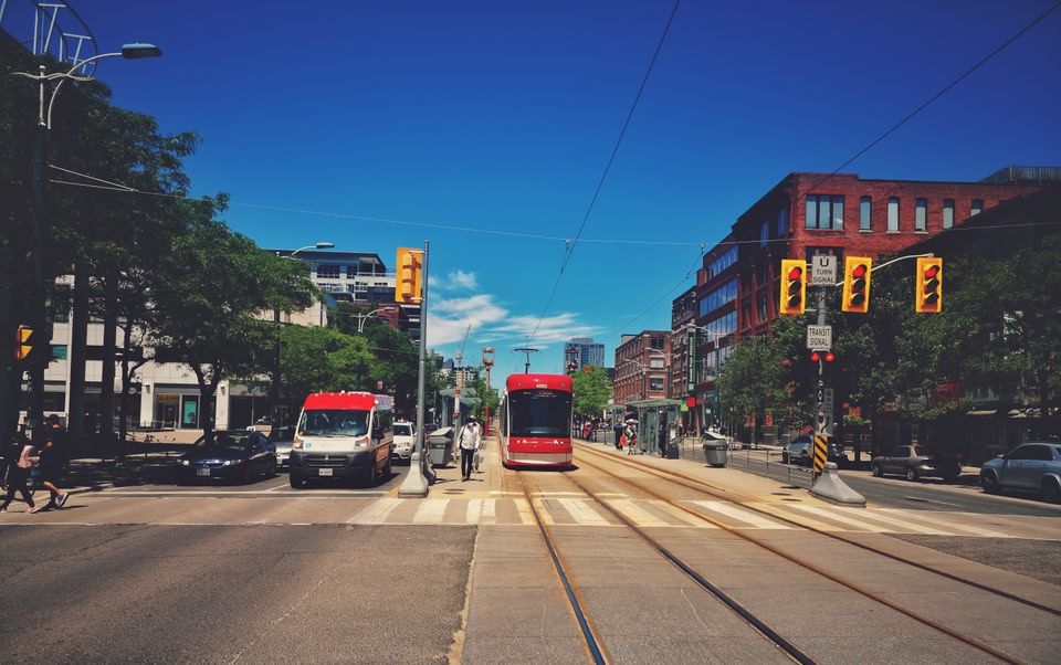 Toronto street trolley during the day.