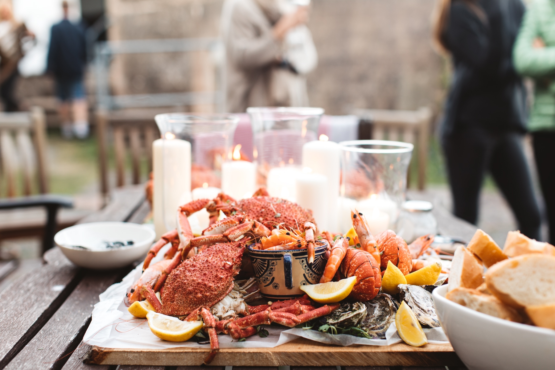 Fresh seafood platter featuring crab, prawns, lobster and Jersey oysters.