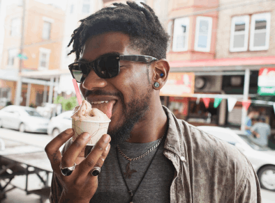 Man enjoying an ice cream