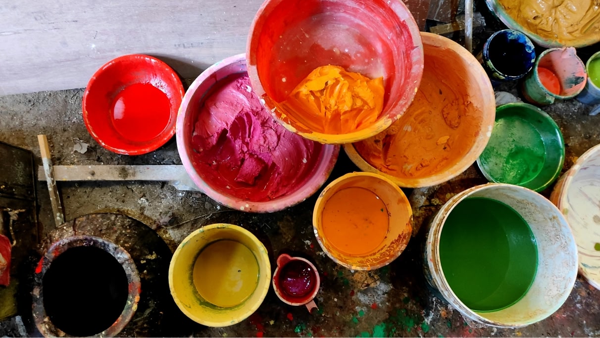 A group of colours bowls for the Pride Art Exhibition in Kolkata