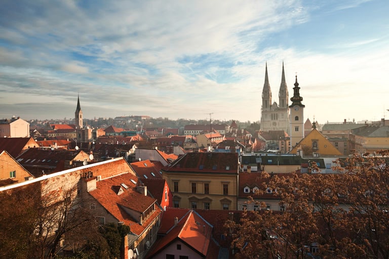 View of old town in Zagreb, Croatia from above.