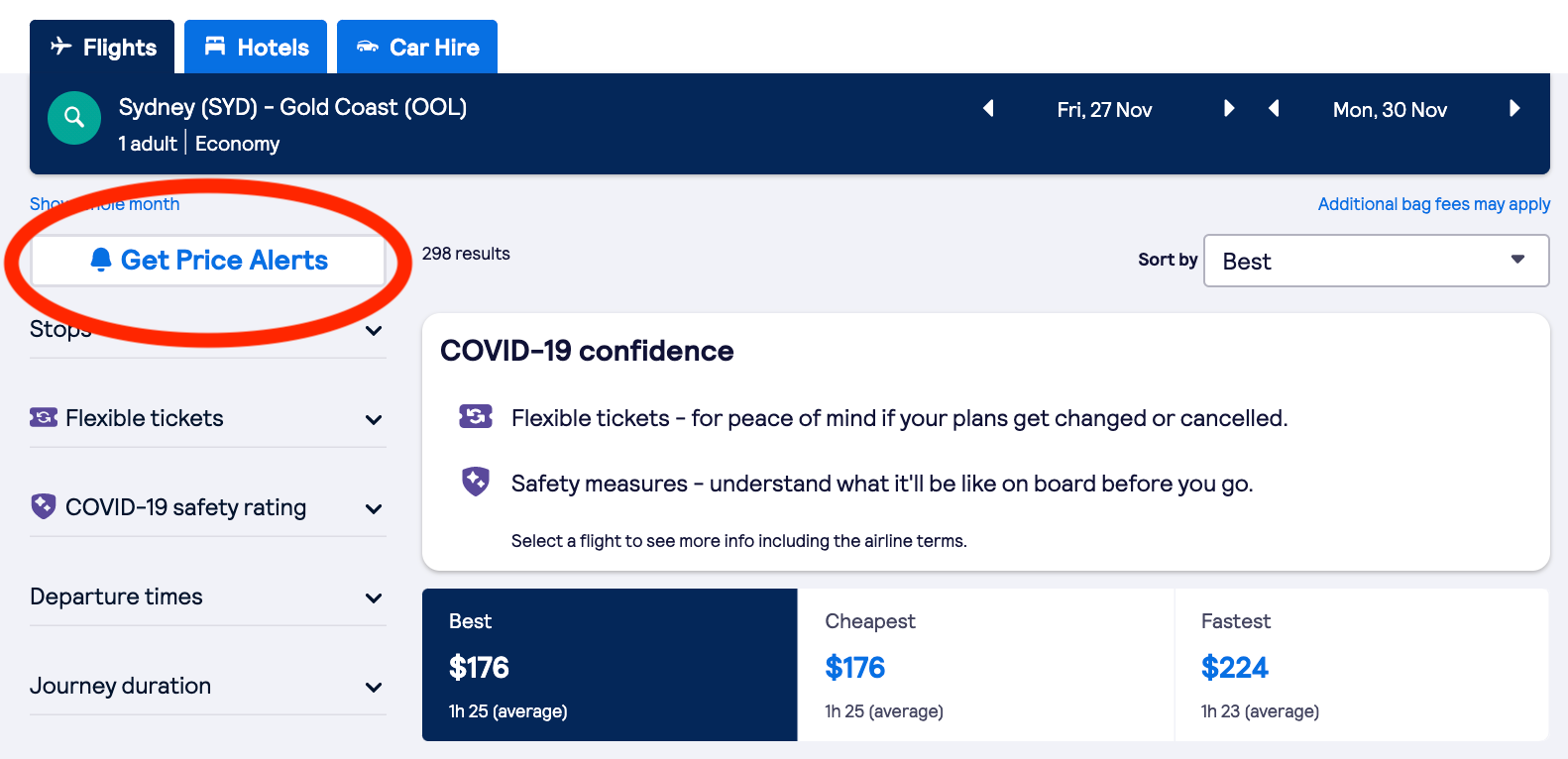 Skyscanner website screenshot for finding Black Friday flights and Cyber Monday deals