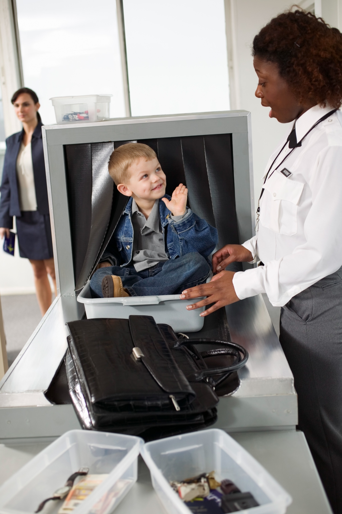 Kid coming out of the security belt