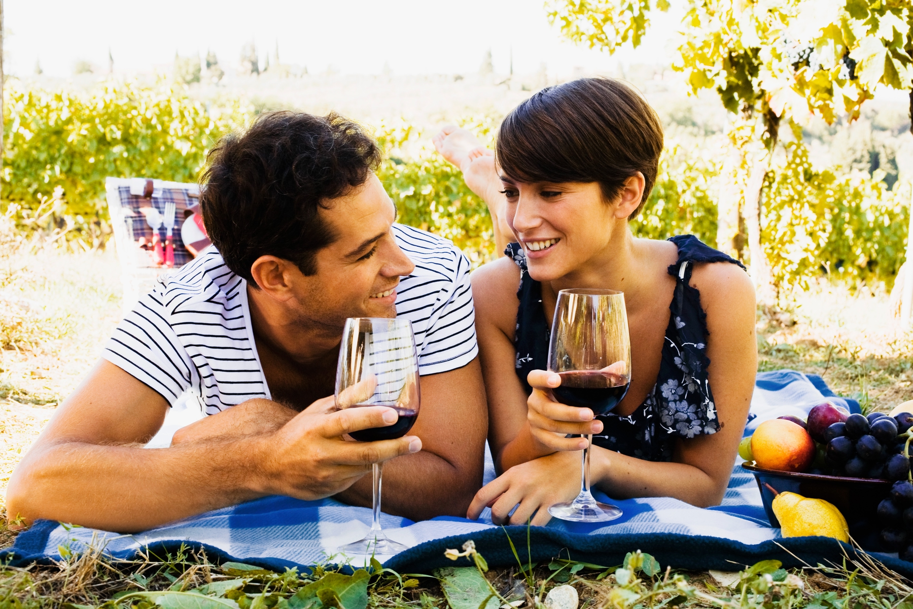 A couple picnicking