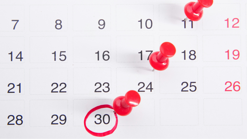 丸がつけられたカレンダー