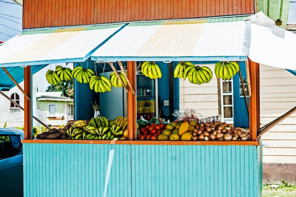 fruit stand in Barbados, a top hot January destination to visit.